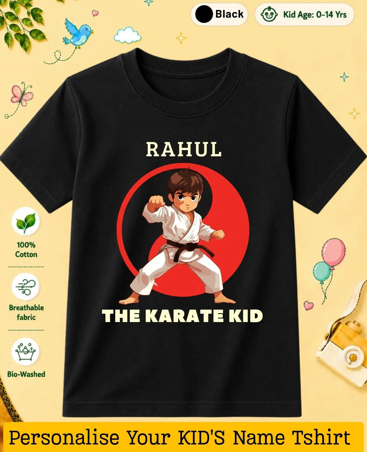 karate & Pirate Theme Custom Kid Cotton Tshirt Swiftsoul