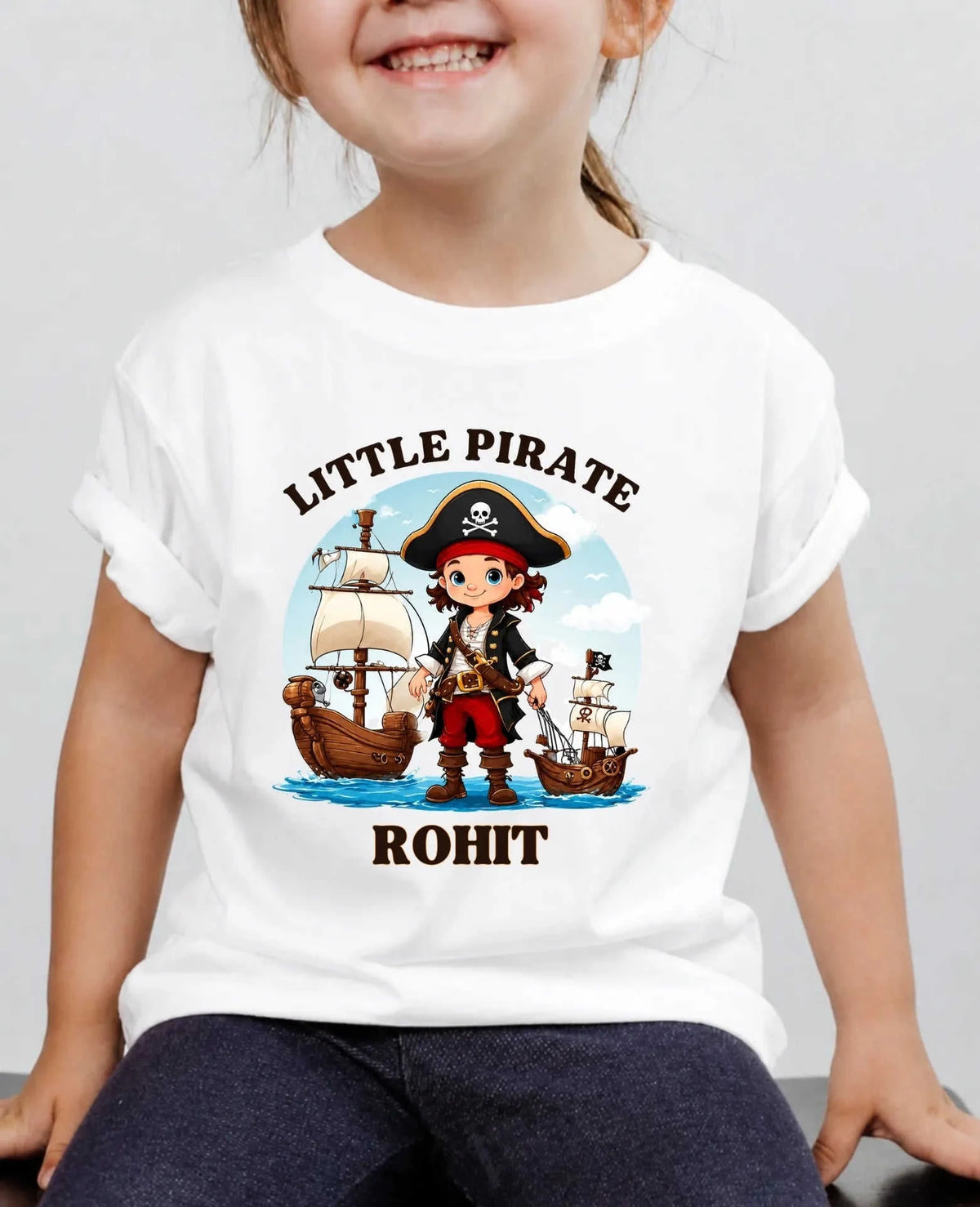 karate & Pirate Theme Custom Kid Cotton Tshirt Swiftsoul