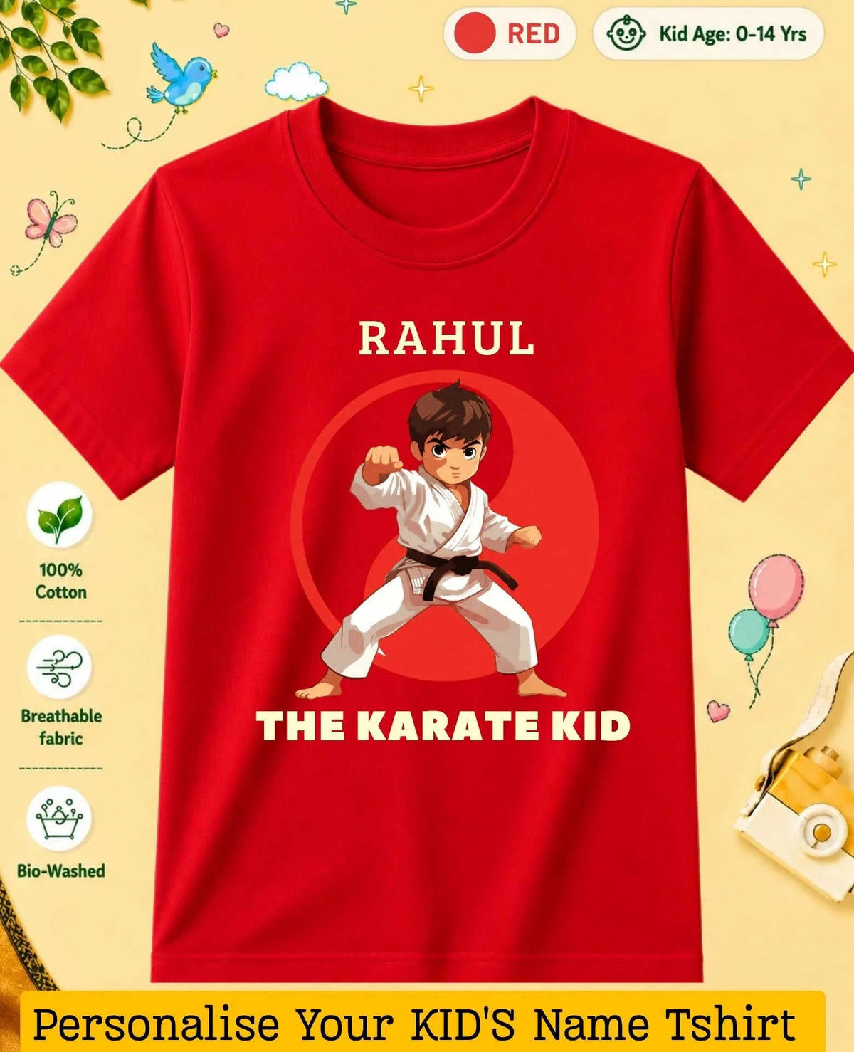 karate & Pirate Theme Custom Kid Cotton Tshirt Swiftsoul