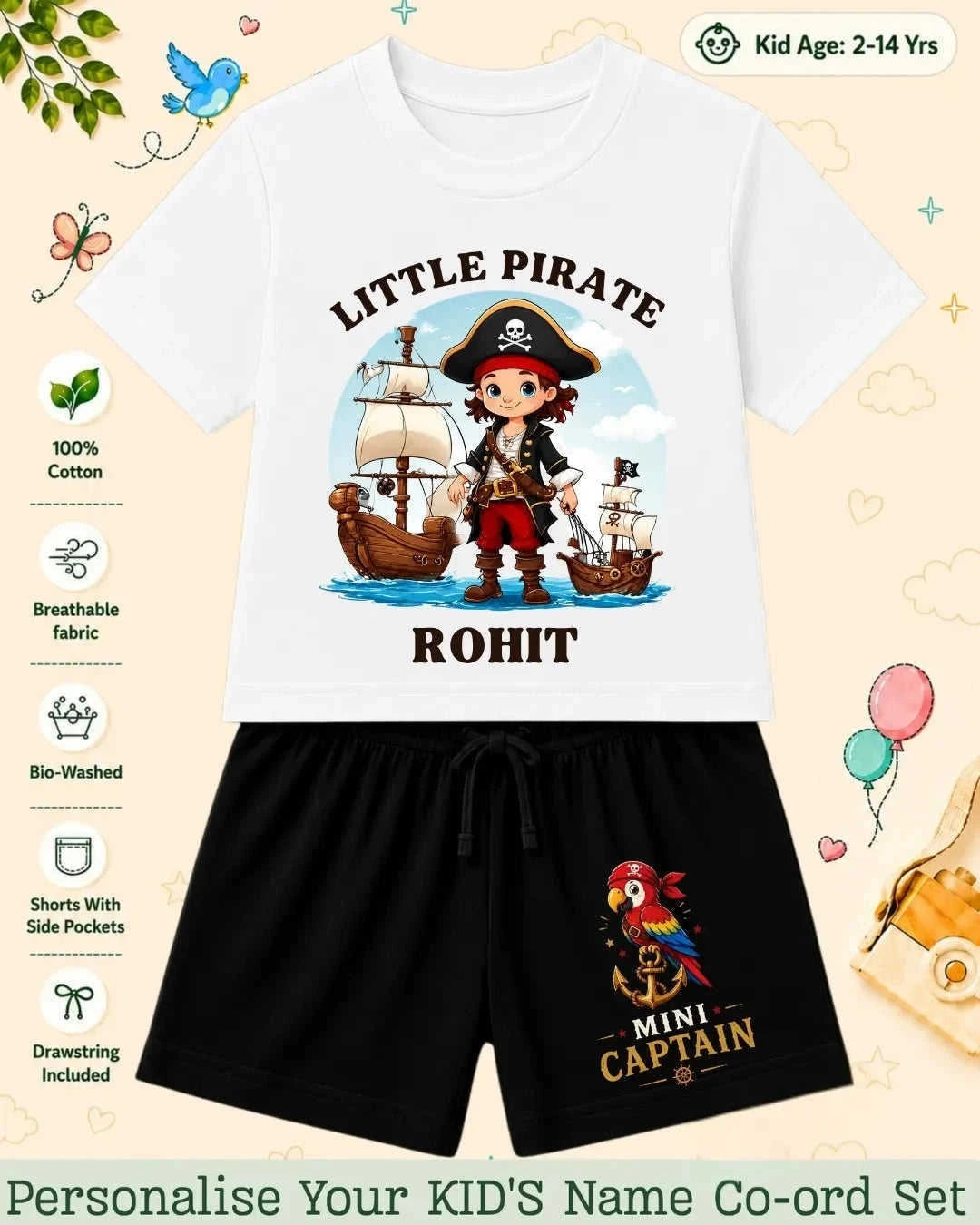 Karate & Pirate Theme Kid's Co-ord Set Swiftsoul