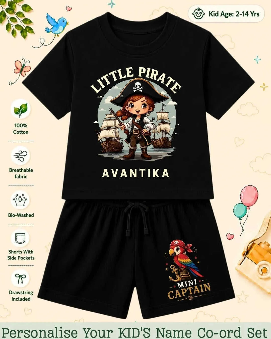 Karate & Pirate Theme Kid's Co-ord Set Swiftsoul