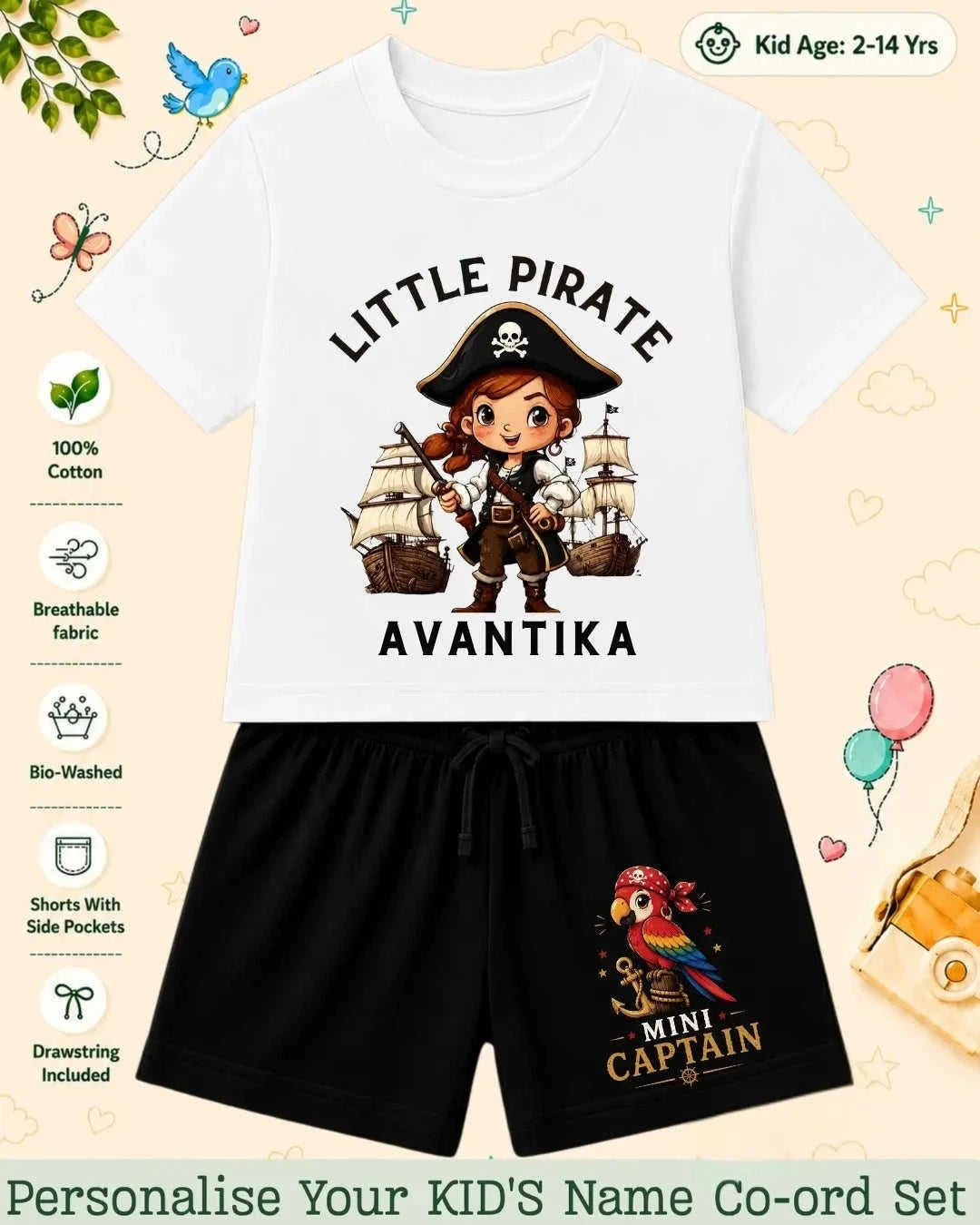 Karate & Pirate Theme Kid's Co-ord Set Swiftsoul