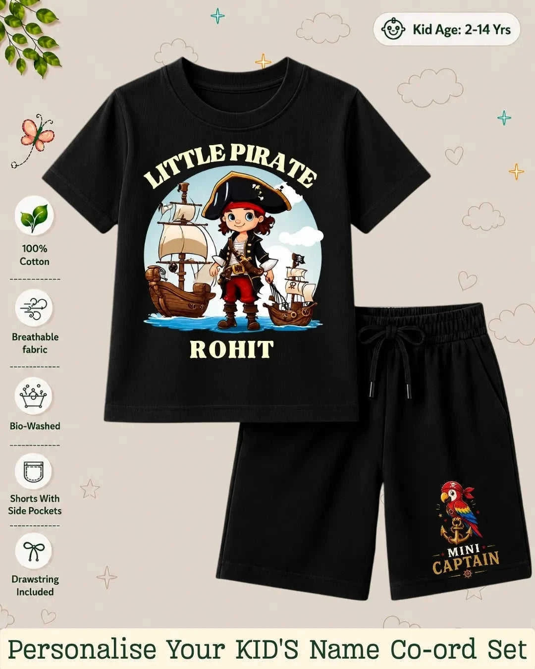 Karate & Pirate Theme Kid's Co-ord Set Swiftsoul