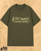 Life Happens Music Helps Cotton Tshirt Billien LLC 