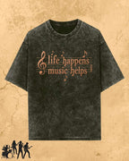 Life Happens Music Helps Cotton Tshirt Billien LLC 