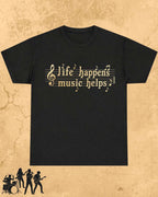 Life Happens Music Helps Cotton Tshirt Billien LLC 