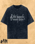 Life Happens Music Helps Cotton Tshirt Billien LLC 