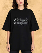 Life Happens Music Helps Cotton Tshirt Billien LLC 
