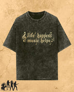 Life Happens Music Helps Cotton Tshirt Billien LLC 