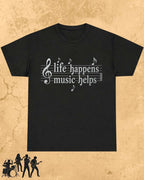 Life Happens Music Helps Cotton Tshirt Swiftsoul 