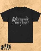 Life Happens Music Helps Cotton Tshirt Swiftsoul