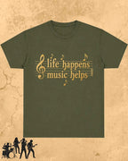 Life Happens Music Helps Cotton Tshirt Swiftsoul