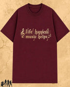 Life Happens Music Helps Cotton Tshirt Swiftsoul 