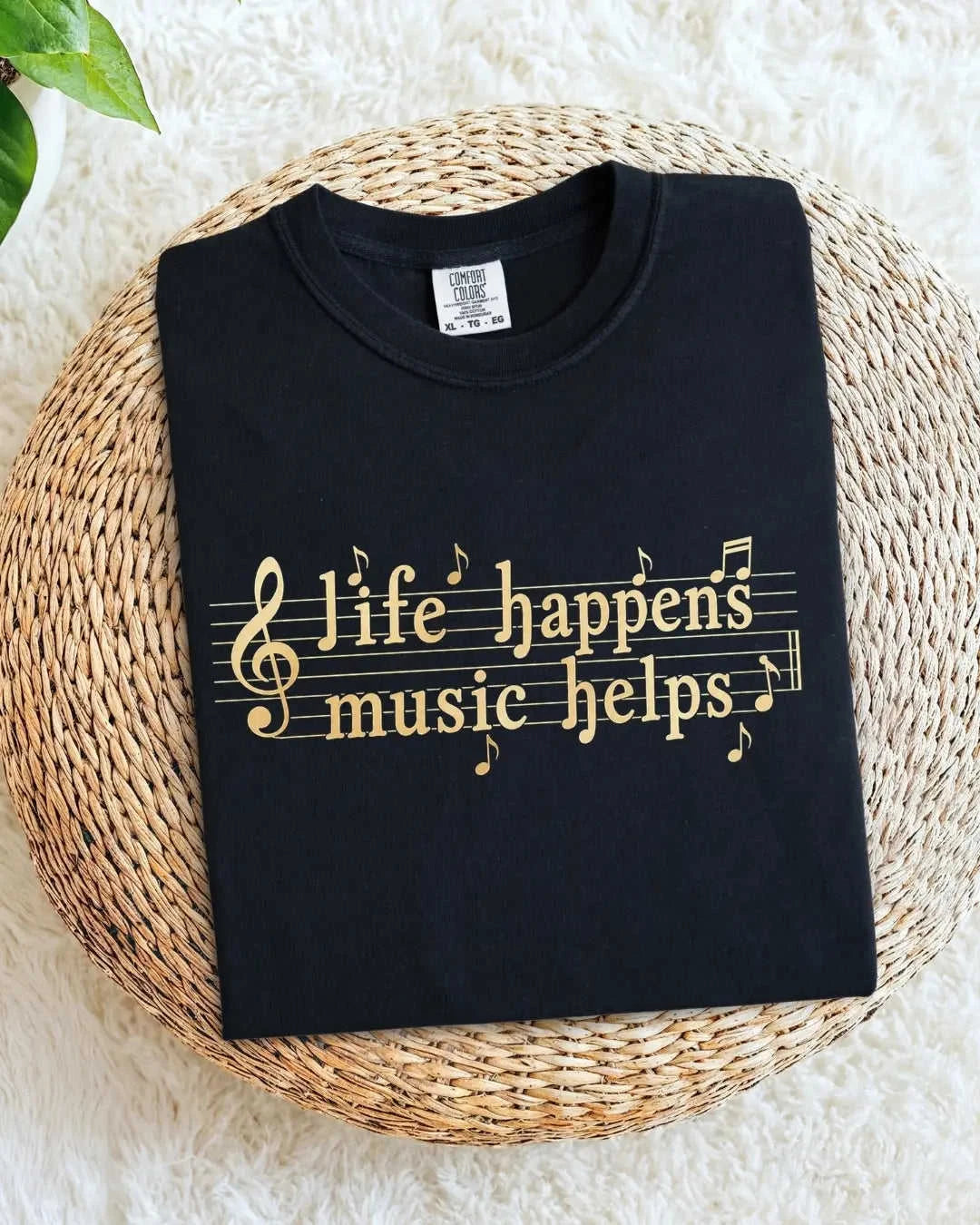 Life Happens Music Helps Cotton Tshirt Swiftsoul