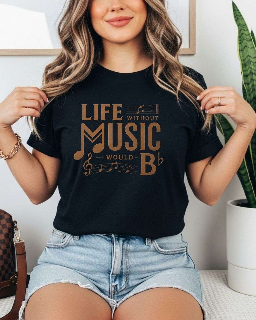 Life Without Music Would B Flat Cotton T-Shirt Billien LLC 