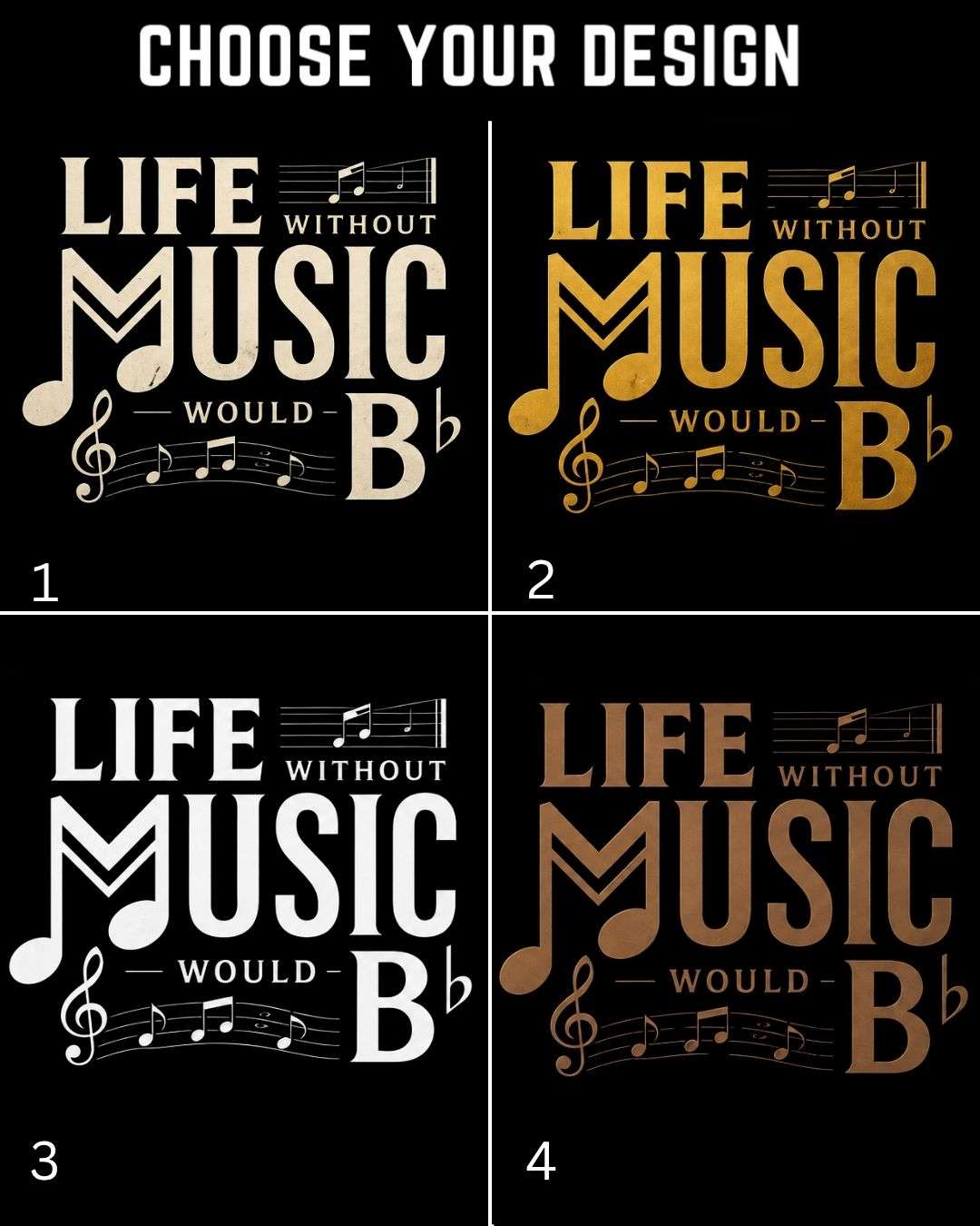 Life Without Music Would B Flat Cotton T-Shirt Billien LLC 