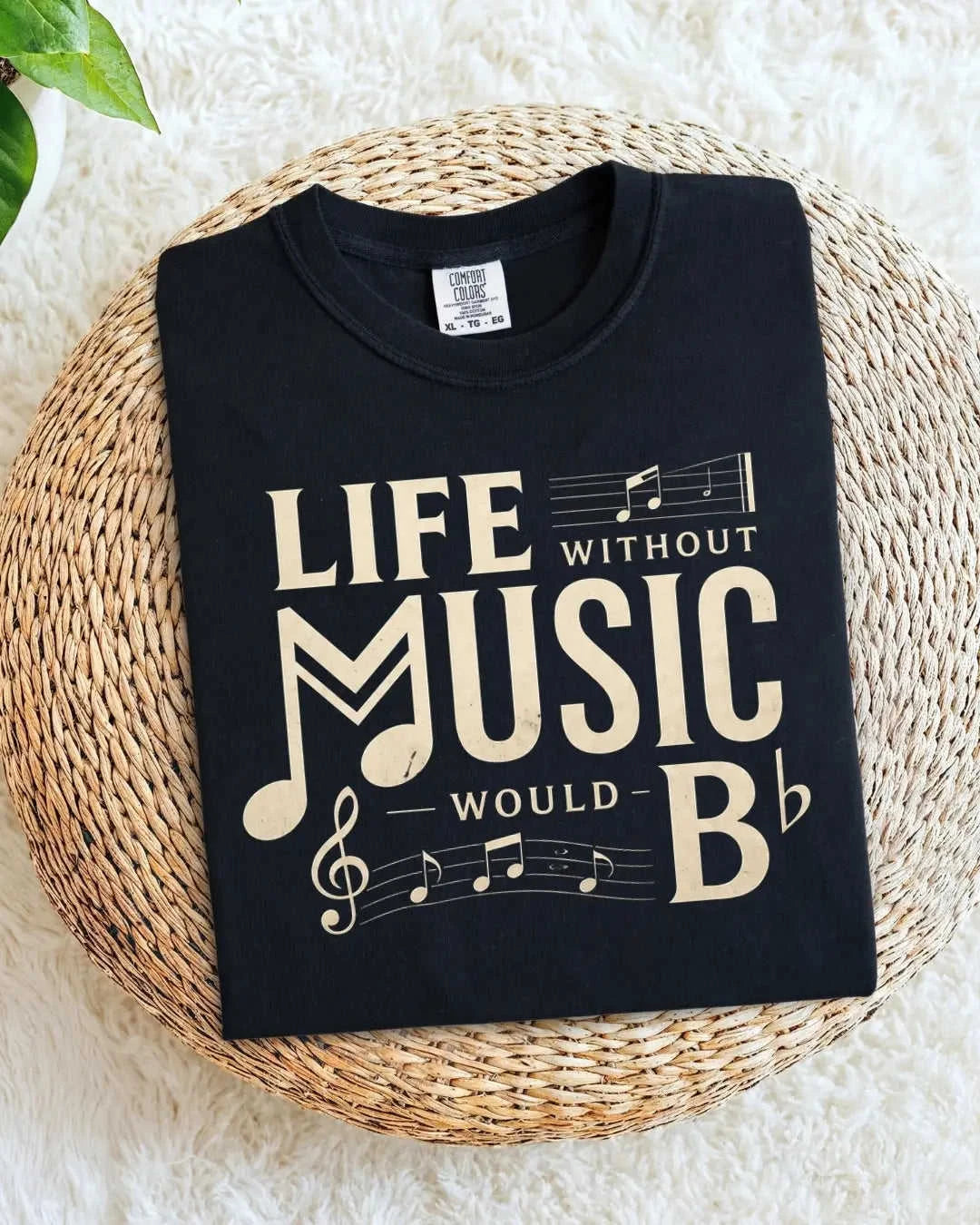 Life Without Music Would B Flat Cotton T-Shirt Swiftsoul