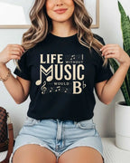 Life Without Music Would B Flat Cotton T-Shirt Swiftsoul