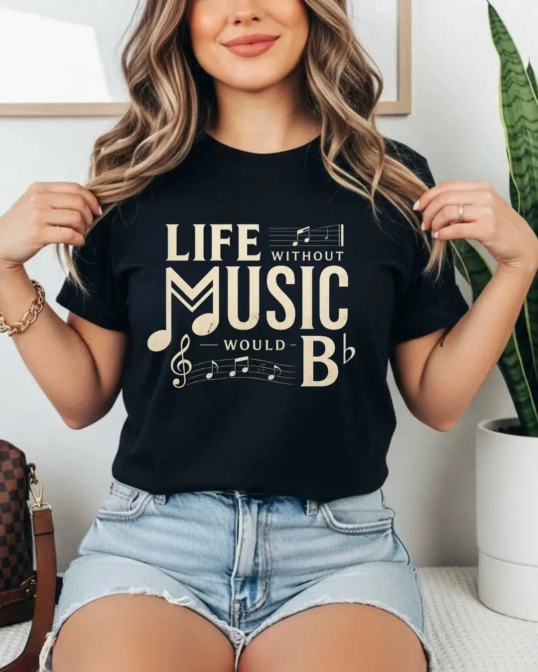 Life Without Music Would B Flat Cotton T-Shirt Swiftsoul