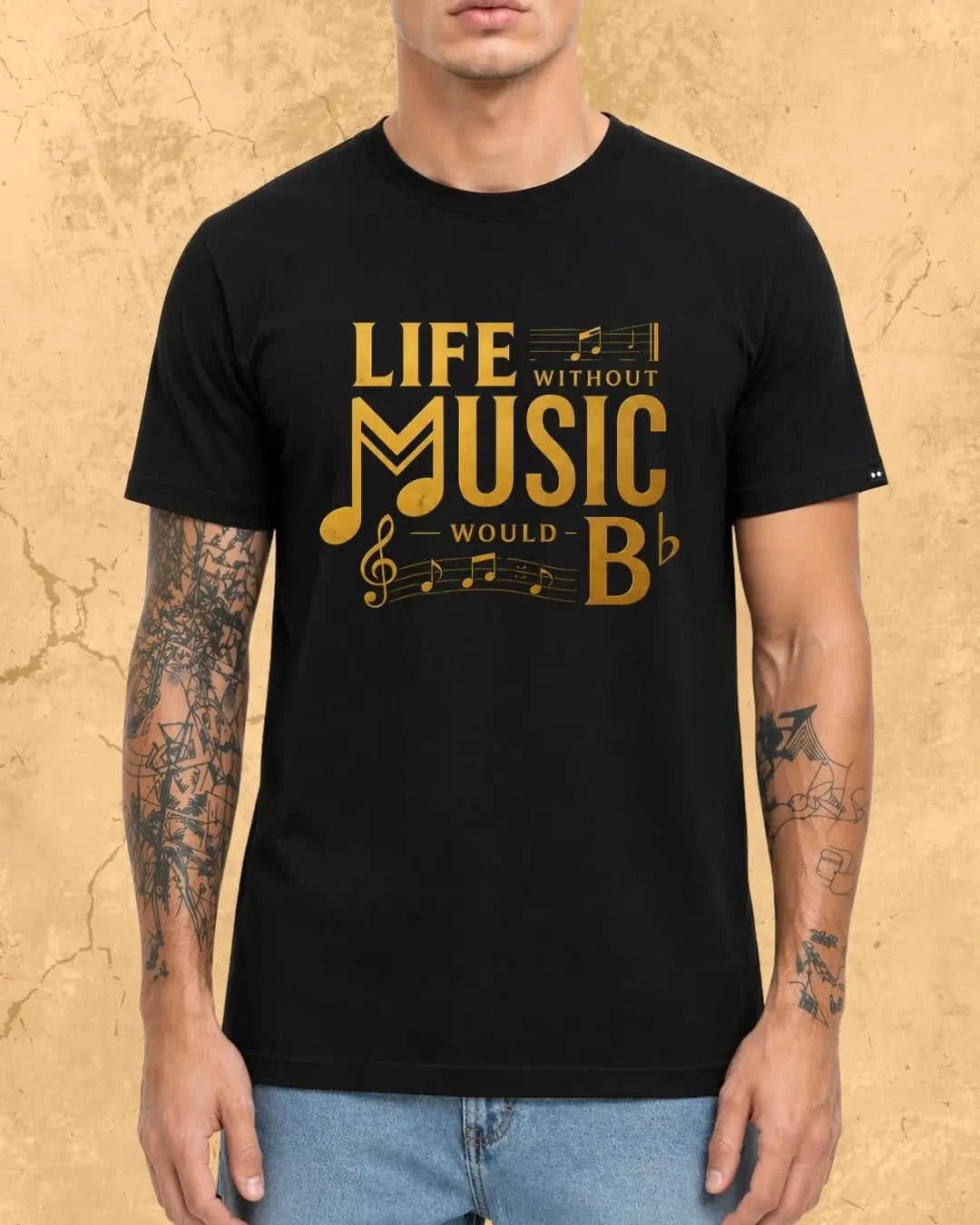 Life Without Music Would B Flat Cotton T-Shirt Swiftsoul