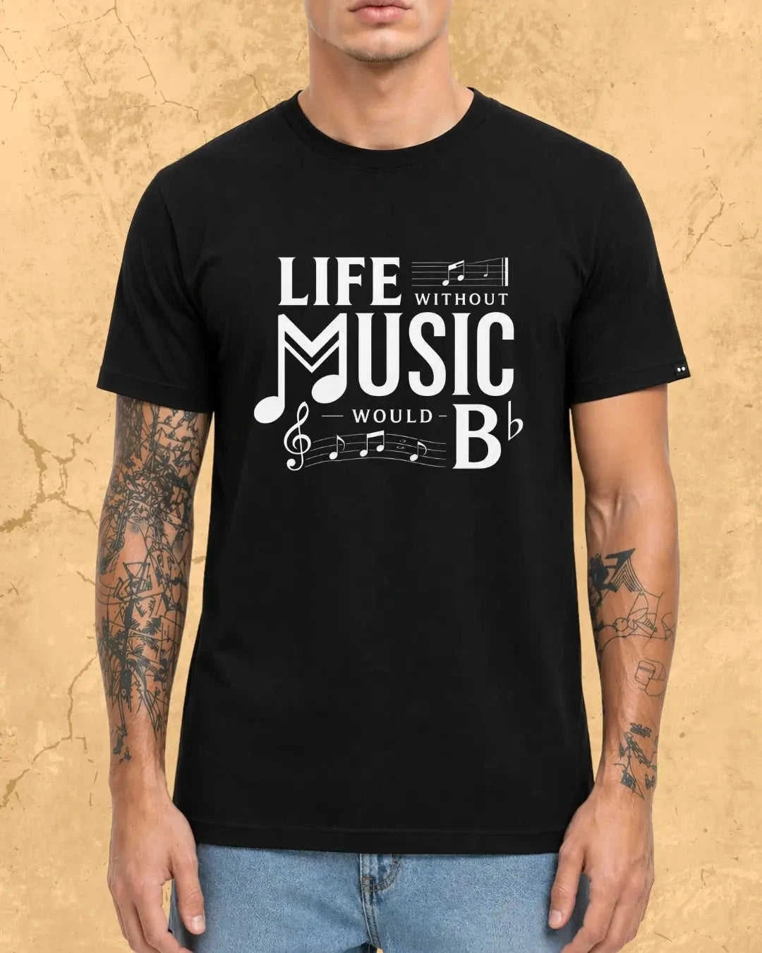 Life Without Music Would B Flat Cotton T-Shirt Swiftsoul