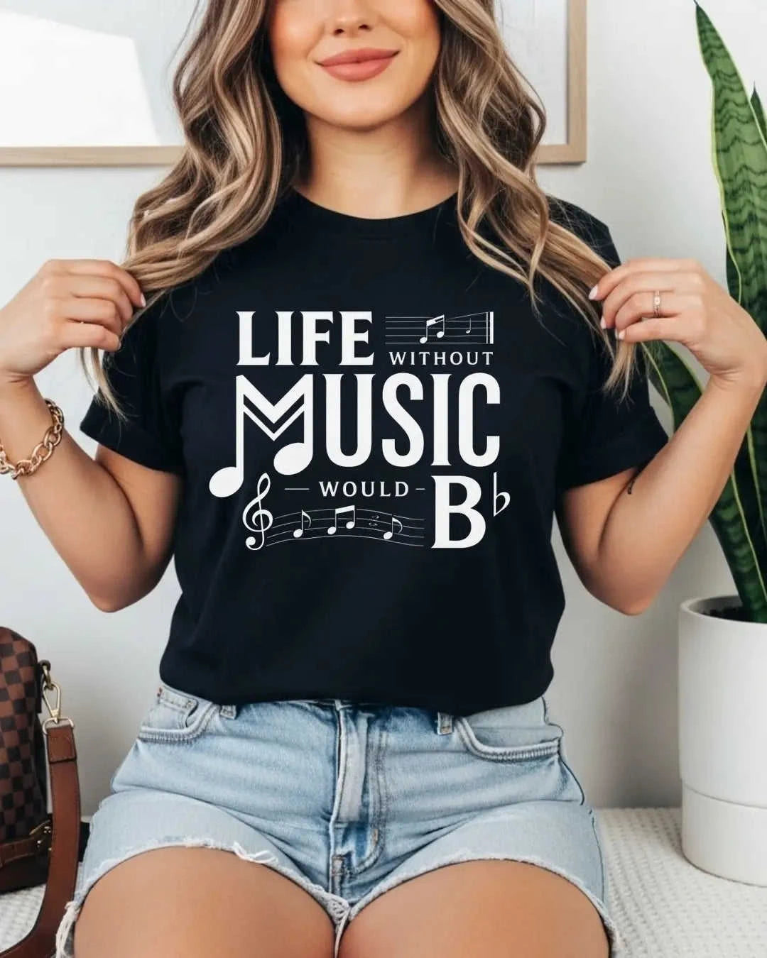 Life Without Music Would B Flat Cotton T-Shirt Swiftsoul