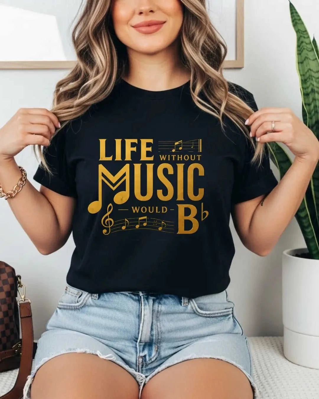 Life Without Music Would B Flat Cotton T-Shirt Swiftsoul