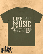 Life Without Music Would B Flat Cotton T-Shirt Swiftsoul
