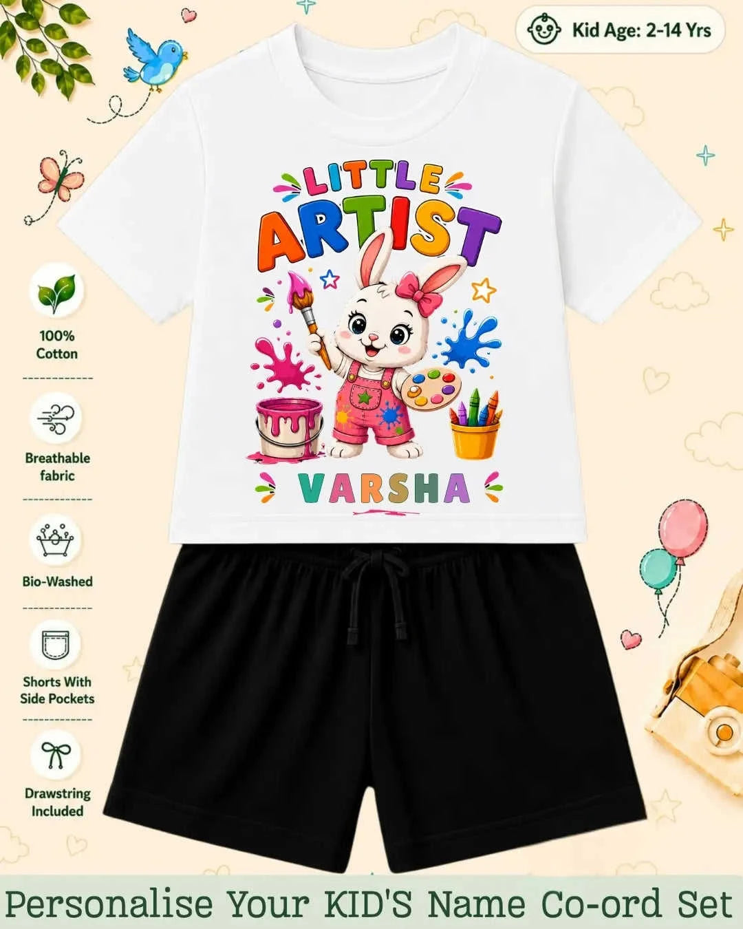Little Artist Theme Kid Co-ord Set Swiftsoul