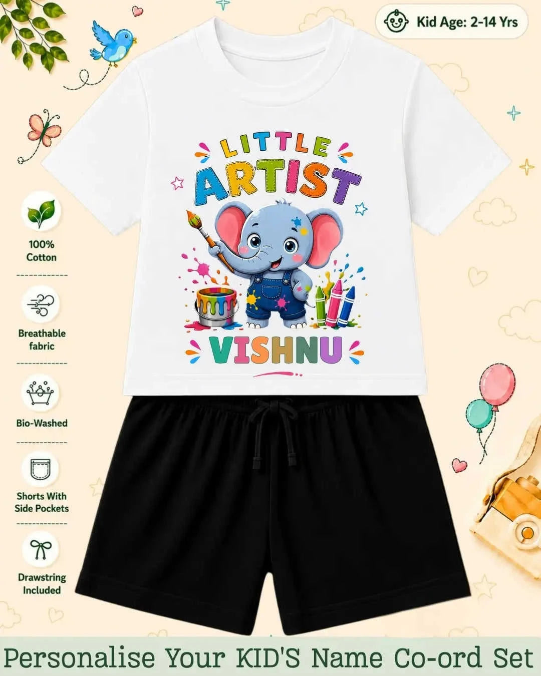 Little Artist Theme Kid Co-ord Set Swiftsoul