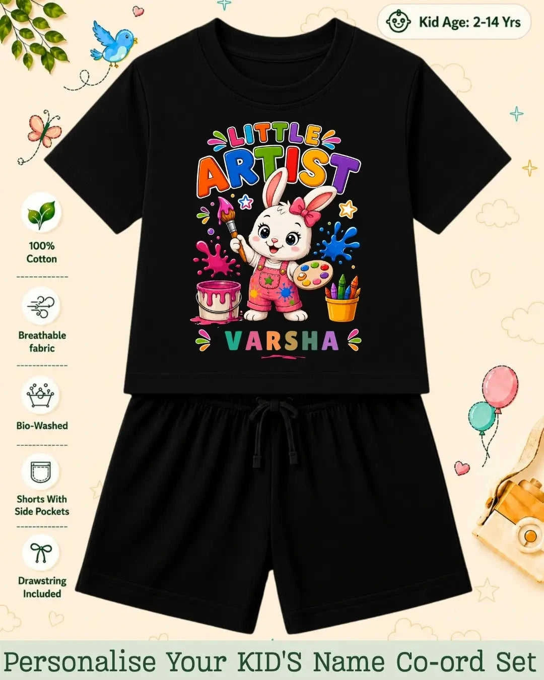 Little Artist Theme Kid Co-ord Set Swiftsoul