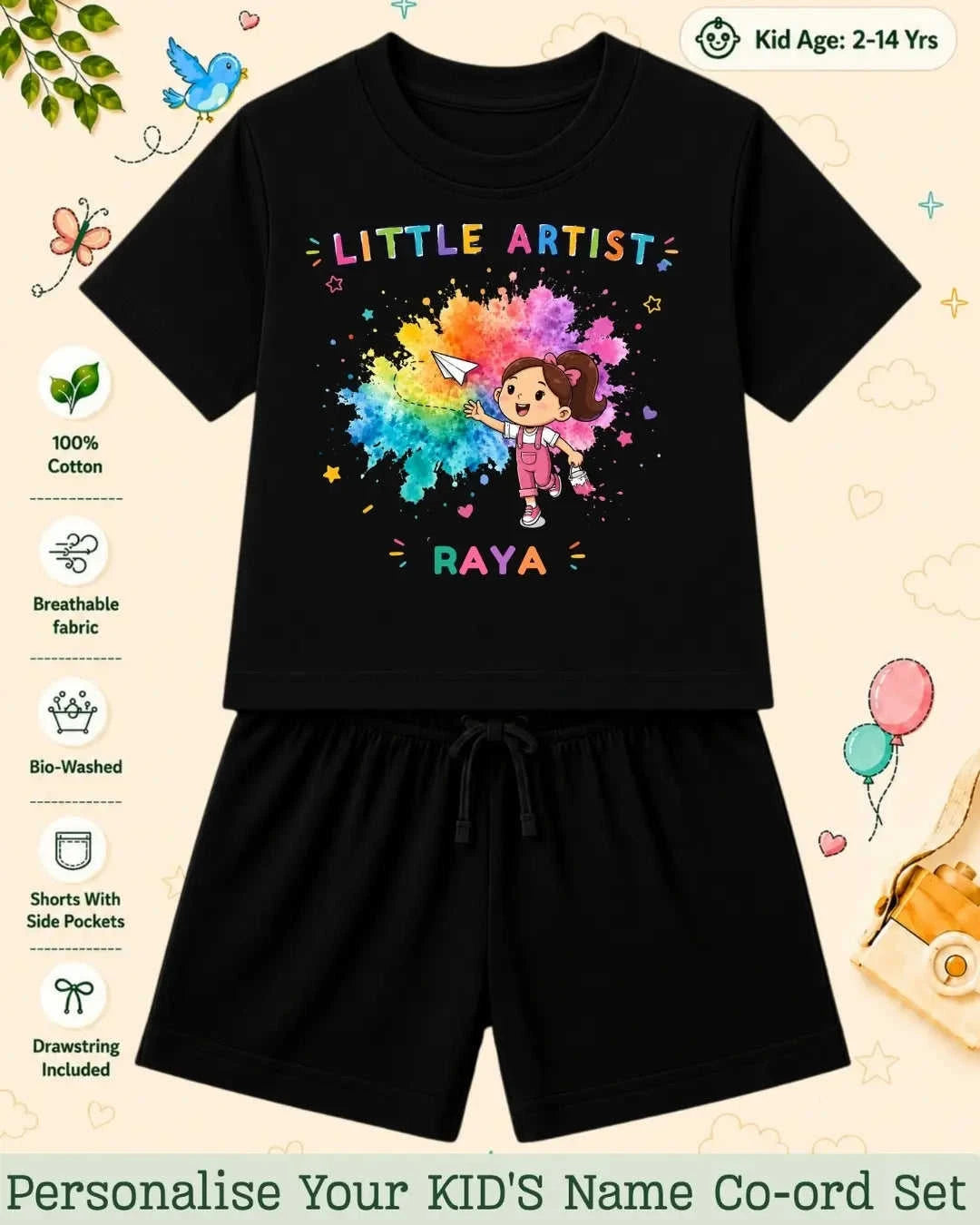 Little Artist Theme Kid Co-ord Set Swiftsoul