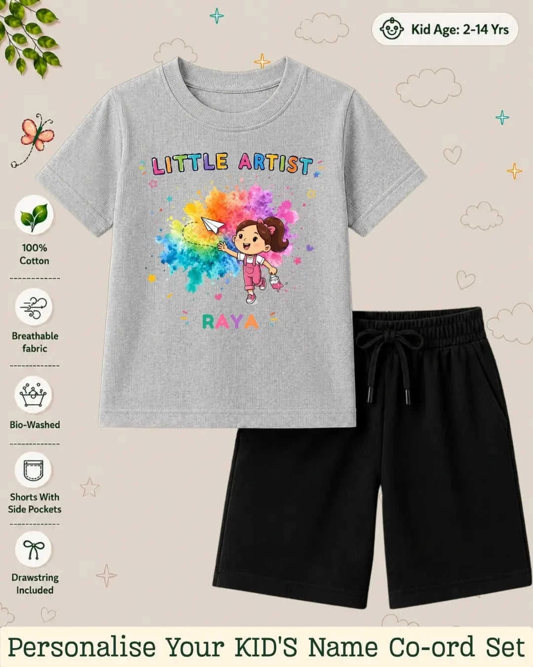 Little Artist Theme Kid Co-ord Set Swiftsoul