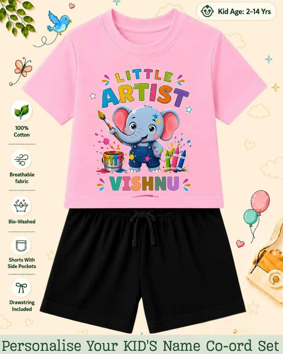 Little Artist Theme Kid Co-ord Set Swiftsoul