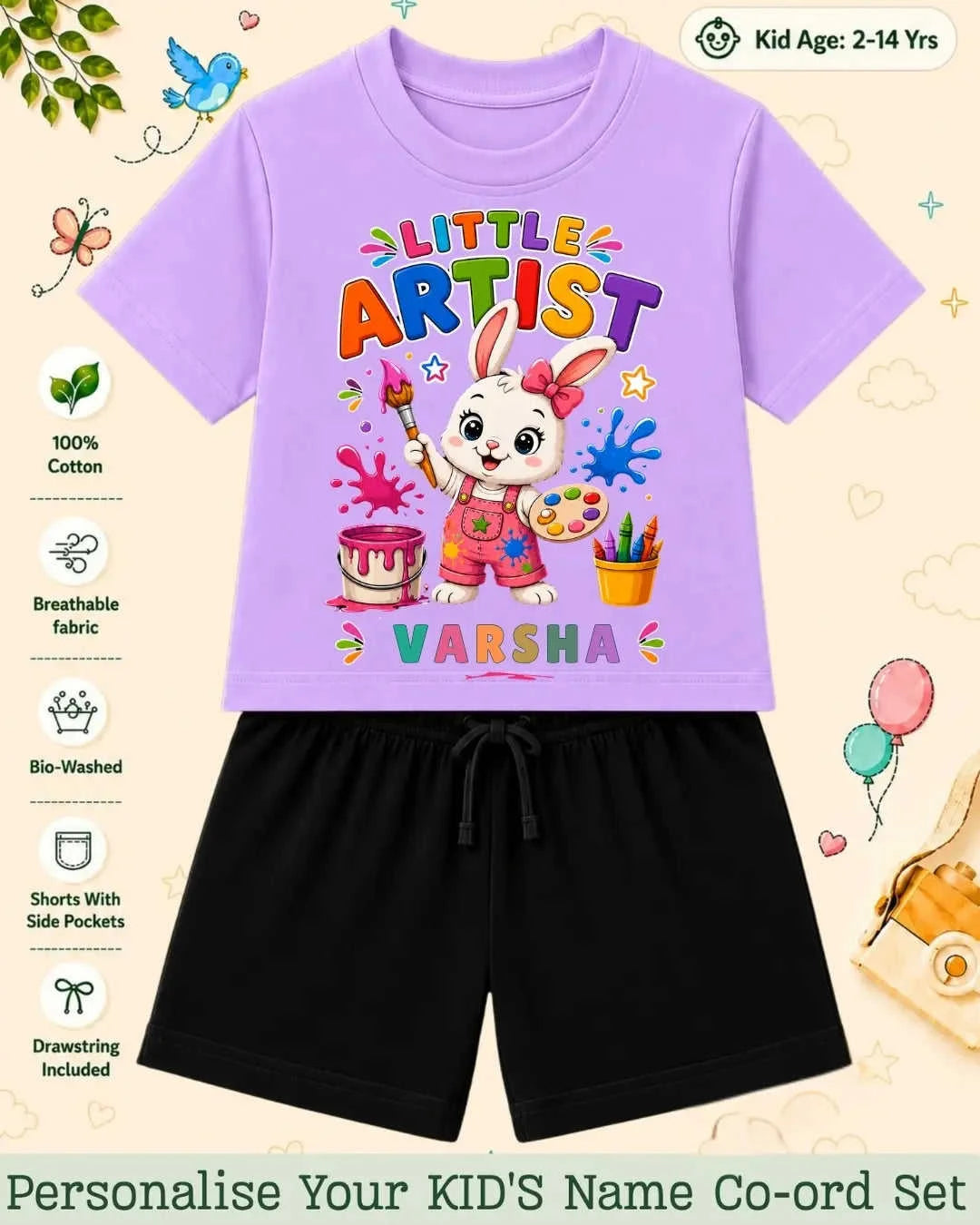 Little Artist Theme Kid Co-ord Set Swiftsoul