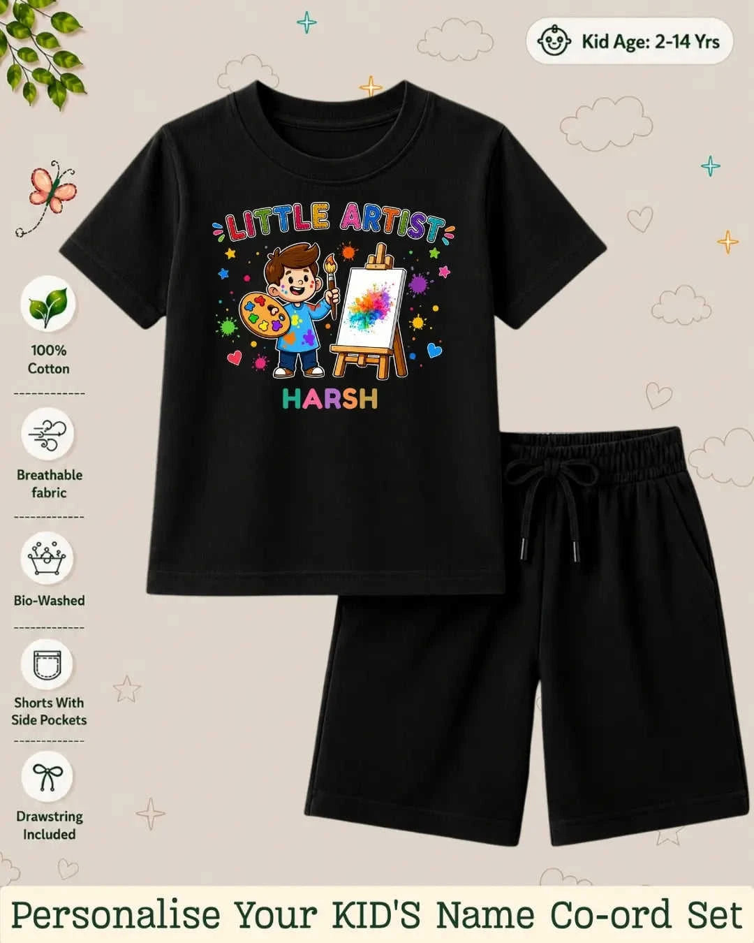 Little Artist Theme Kid Co-ord Set Swiftsoul