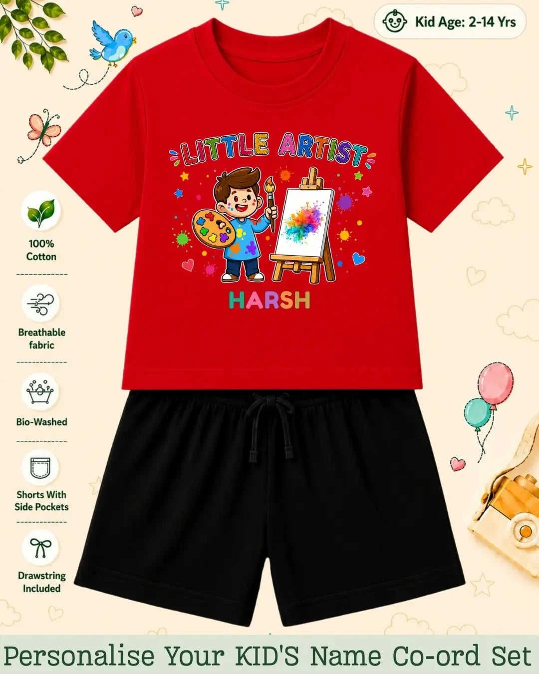 Little Artist Theme Kid Co-ord Set Swiftsoul
