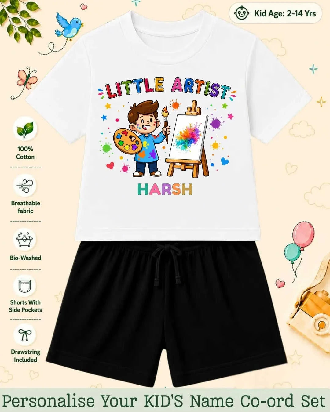 Little Artist Theme Kid Co-ord Set Swiftsoul