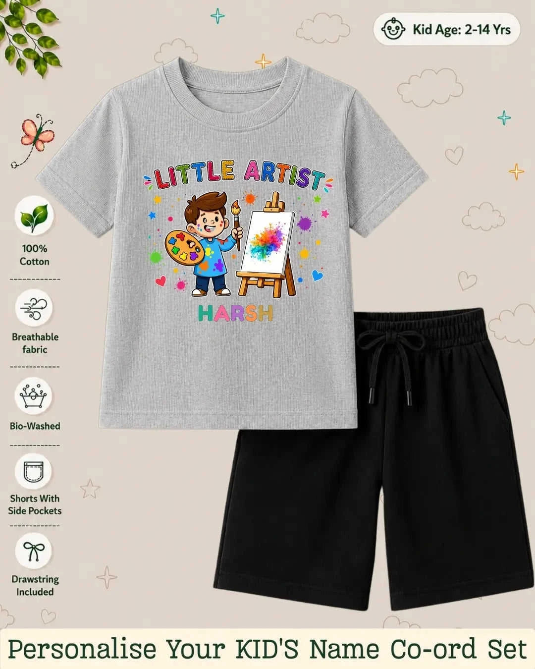 Little Artist Theme Kid Co-ord Set Swiftsoul