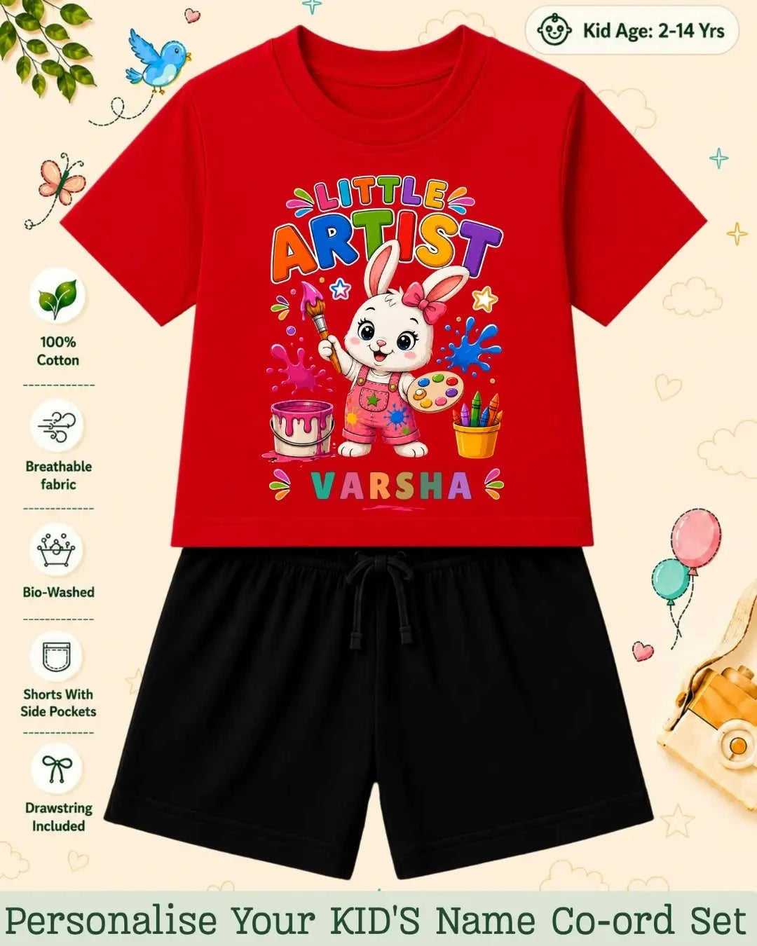 Little Artist Theme Kid Co-ord Set Swiftsoul