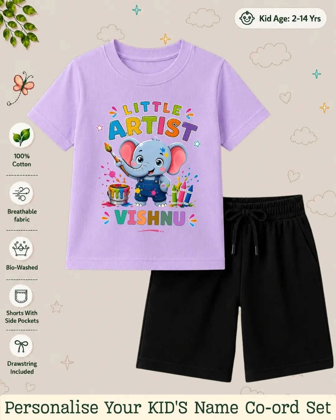 Little Artist Theme Kid Co-ord Set Swiftsoul