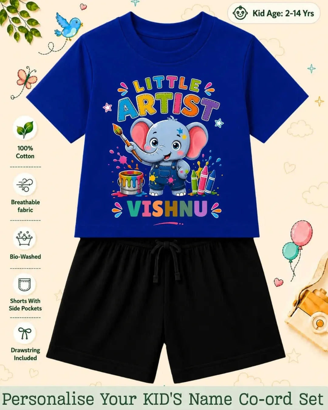 Little Artist Theme Kid Co-ord Set Swiftsoul