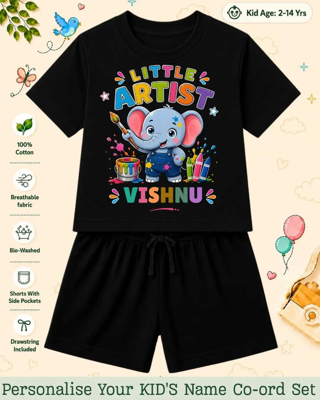 Little Artist Theme Kid Co-ord Set Swiftsoul