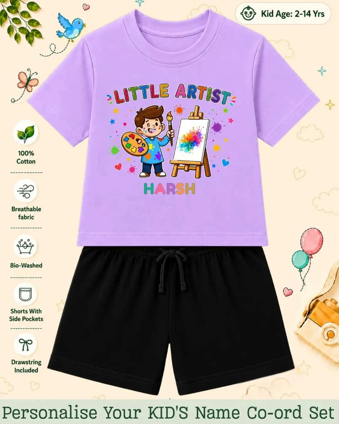 Little Artist Theme Kid Co-ord Set Swiftsoul