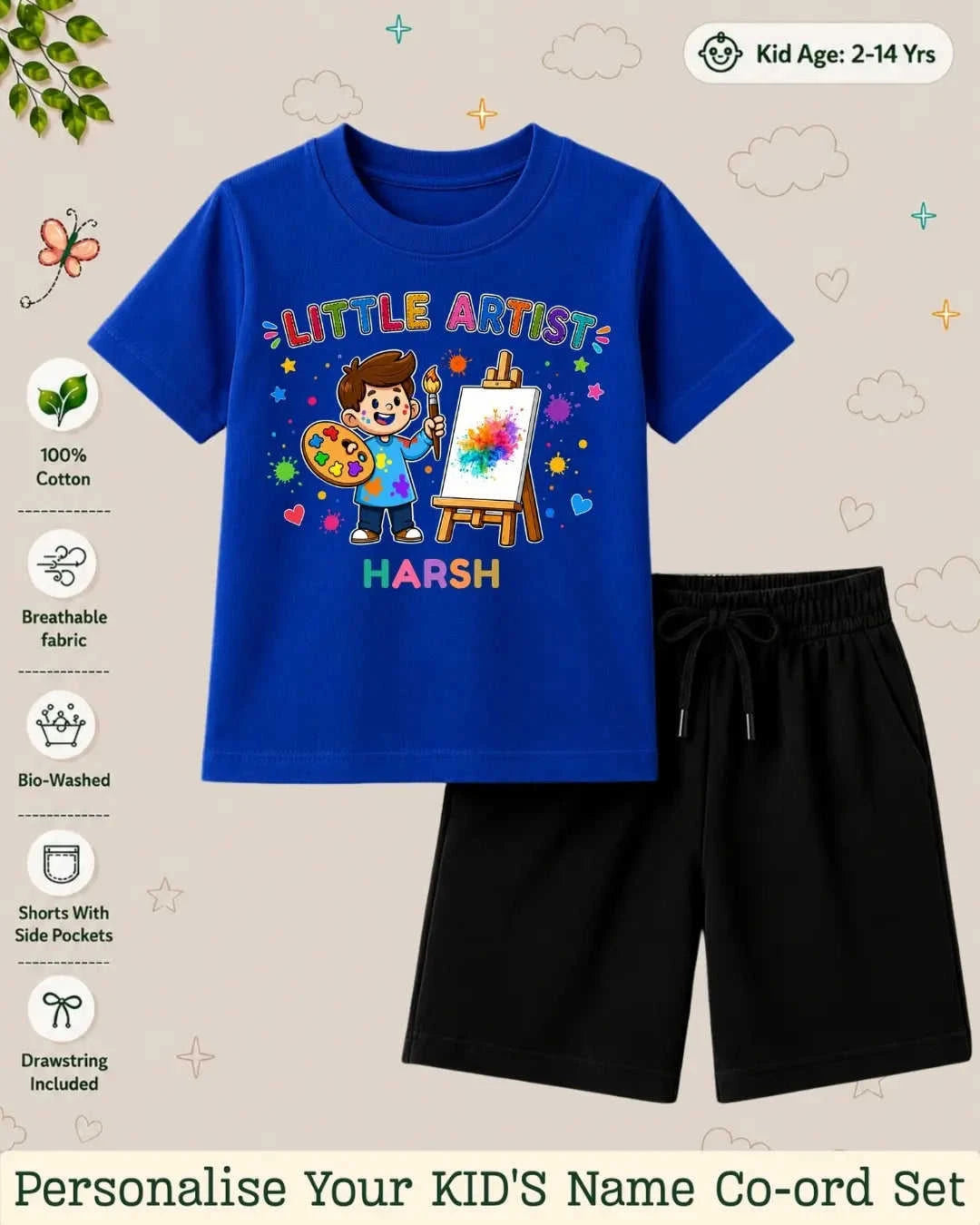 Little Artist Theme Kid Co-ord Set Swiftsoul