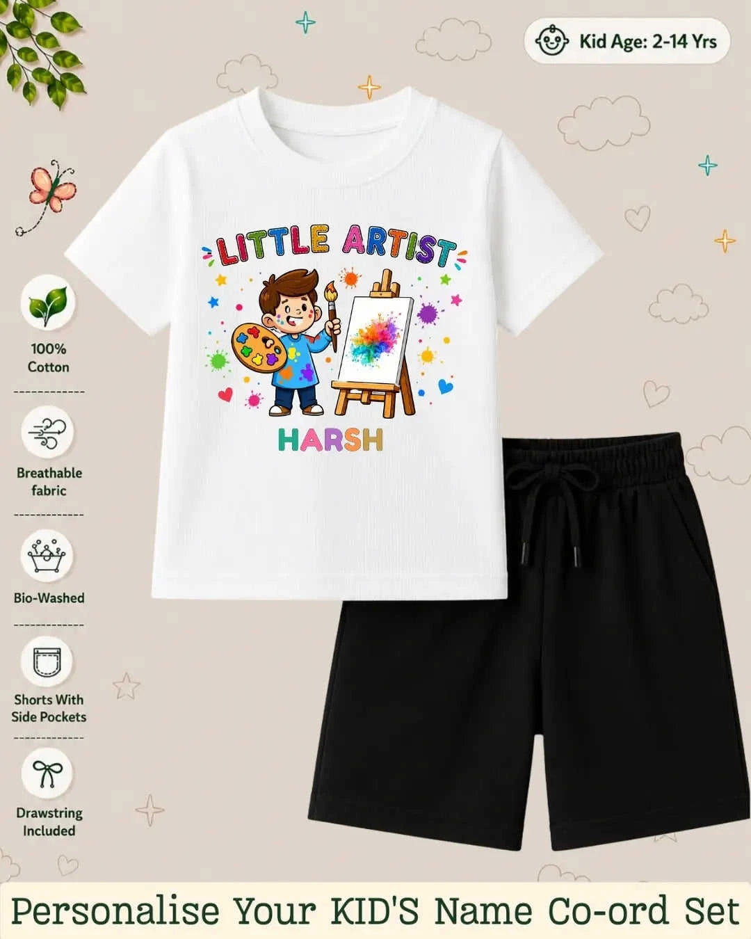 Little Artist Theme Kid Co-ord Set Swiftsoul