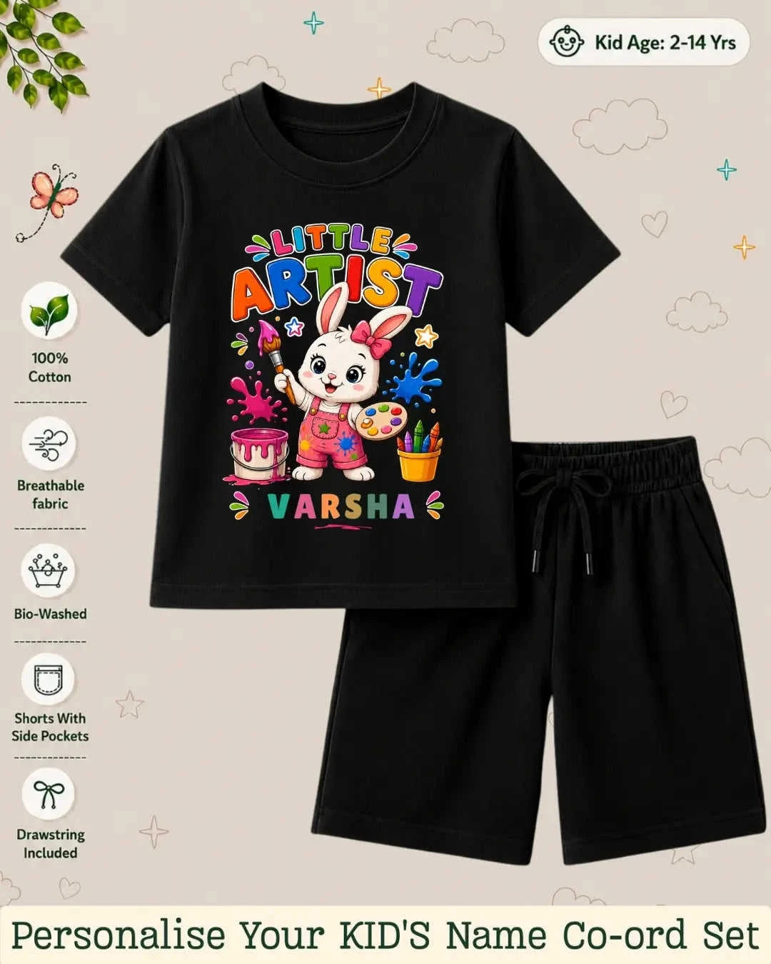 Little Artist Theme Kid Co-ord Set Swiftsoul