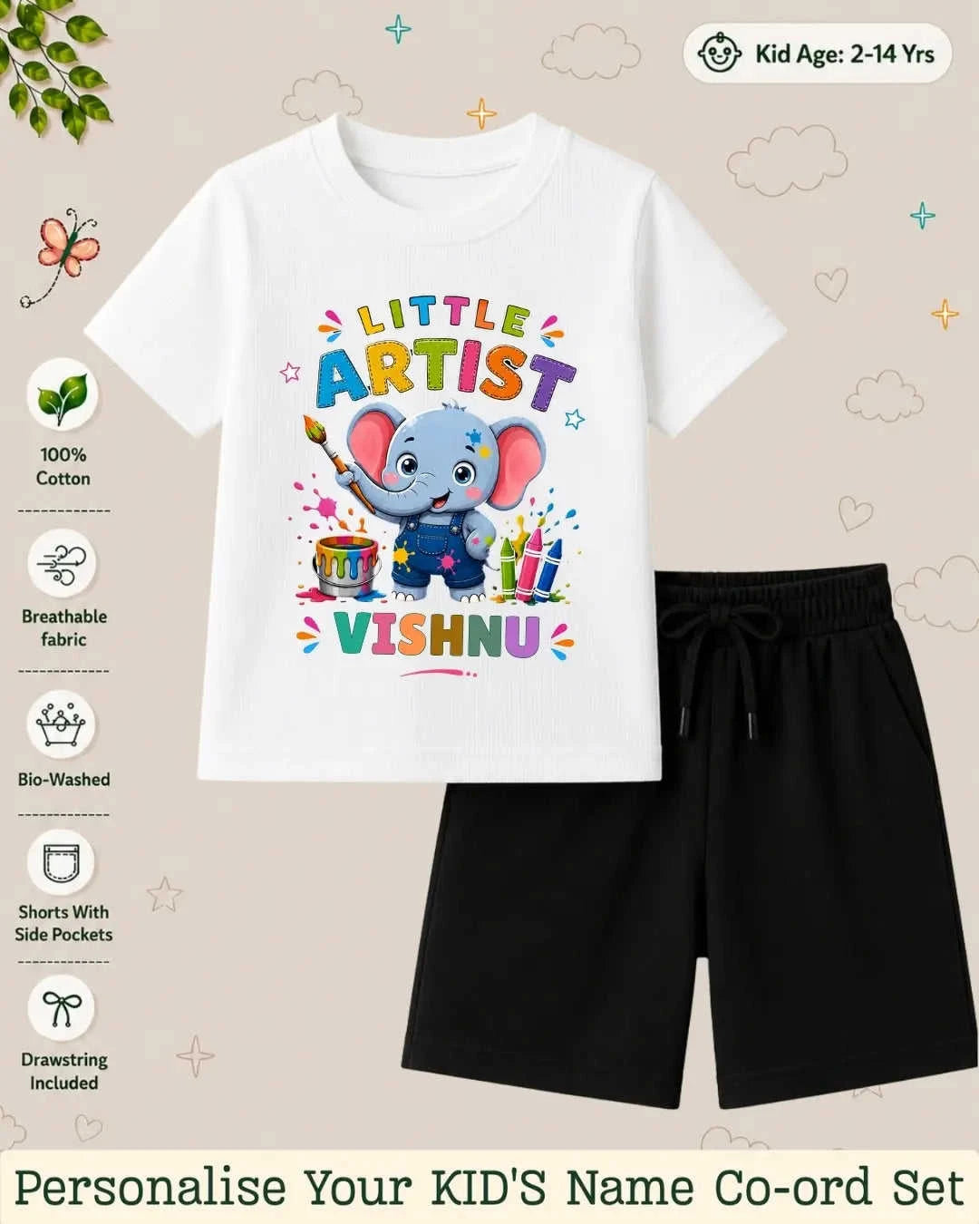 Little Artist Theme Kid Co-ord Set Swiftsoul
