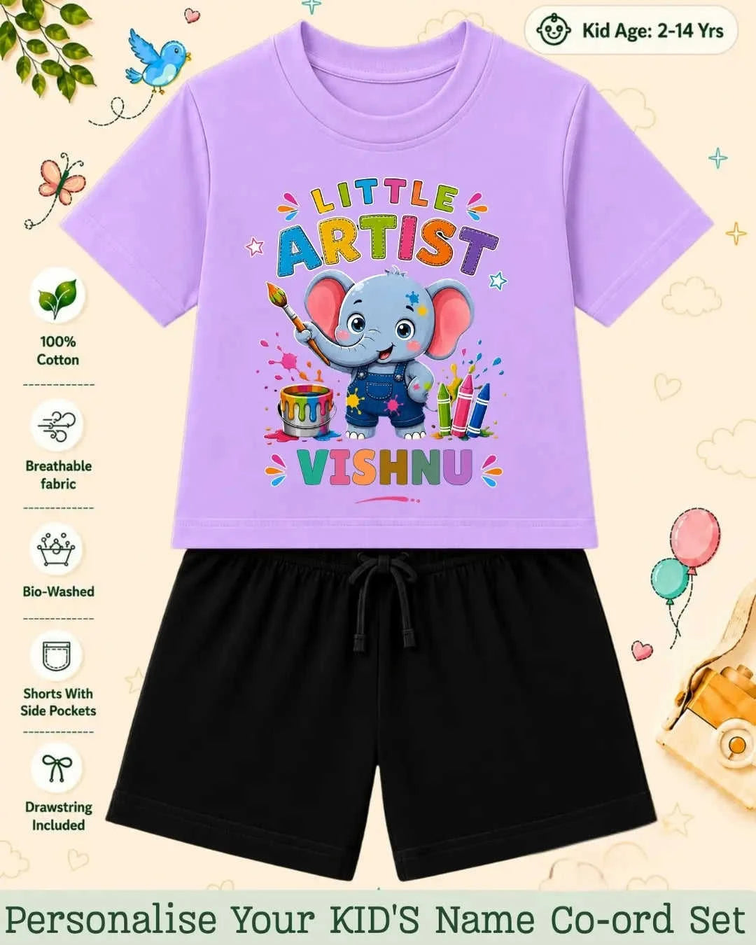 Little Artist Theme Kid Co-ord Set Swiftsoul