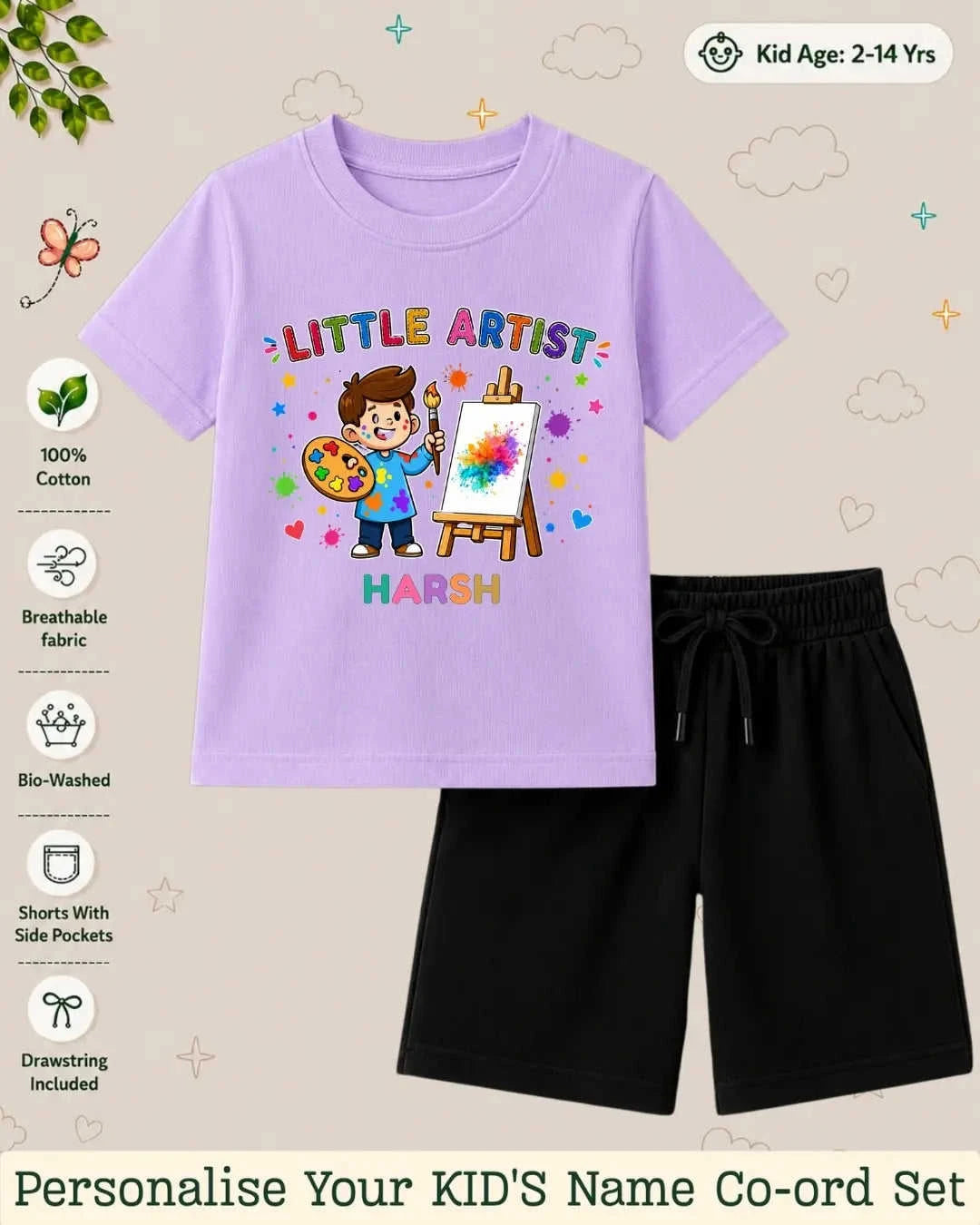 Little Artist Theme Kid Co-ord Set Swiftsoul